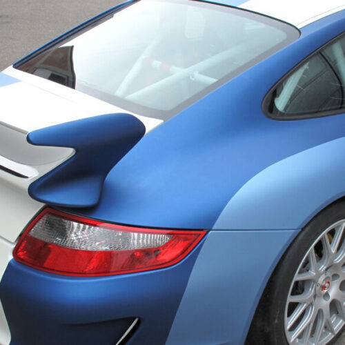 Folierung pearlescent blue, Streifen hell/dunkelblau matt, Porsche GT997GT3