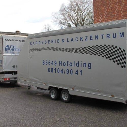 Mercedes Atego, Anhänger, Planenbeschriftung, Bannerfolie