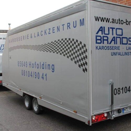 Mercedes Atego, Anhänger, Planenbeschriftung, Bannerfolie