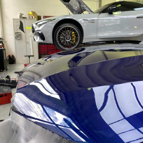 PPF Lackschutz an einem BMW Alpina B3 Touring und einem Mercedes Benz SL63