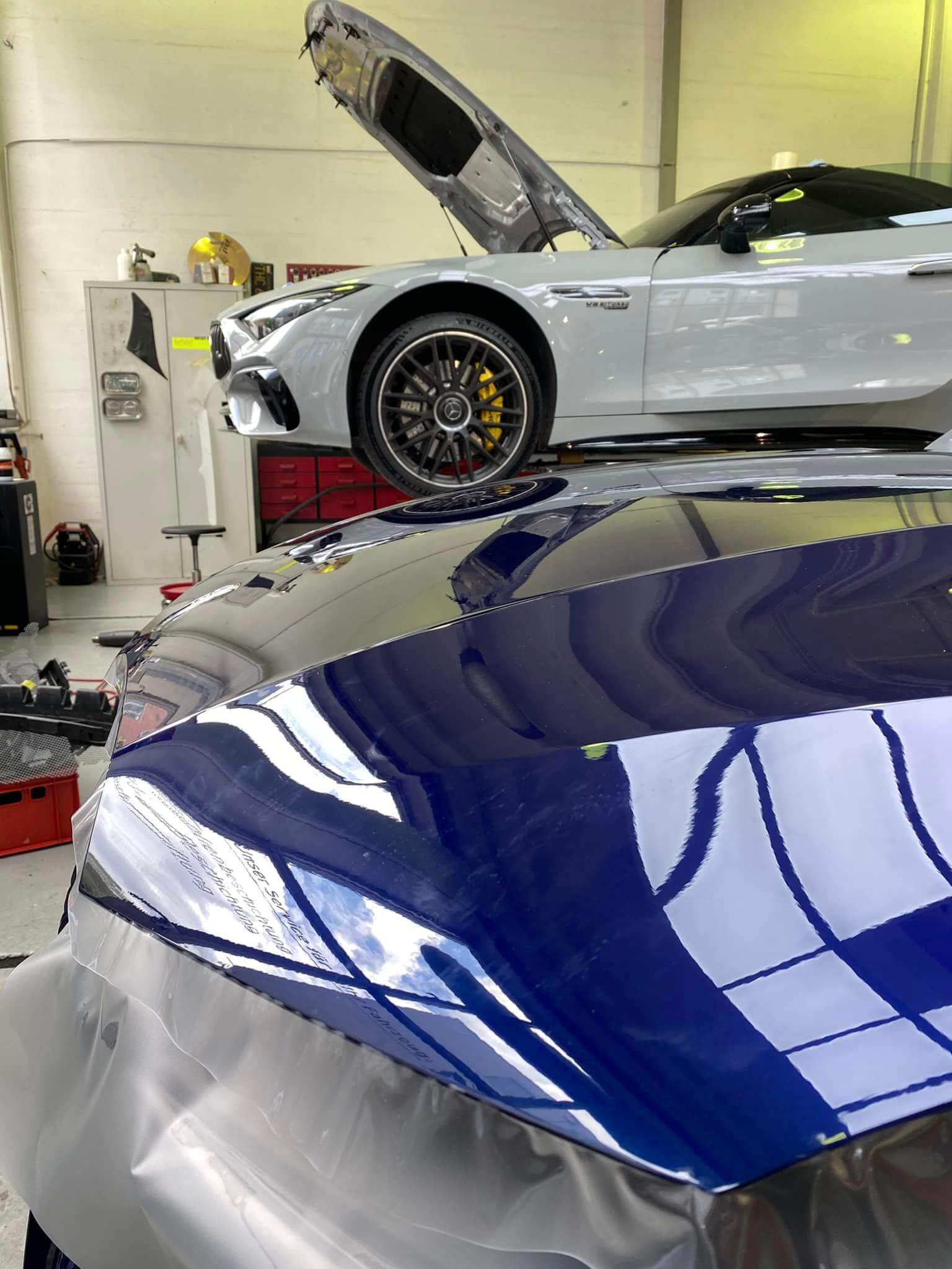 PPF Lackschutz an einem BMW Alpina B3 Touring und einem Mercedes Benz SL63