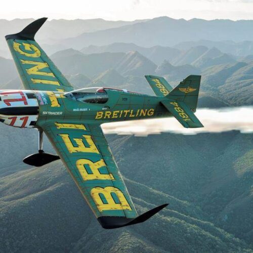 Mika Brageots MXS-R mit Breitling-Branding für das Red Bull Air Race 2017. Foto zur Verfügung gestellt von Breitling.